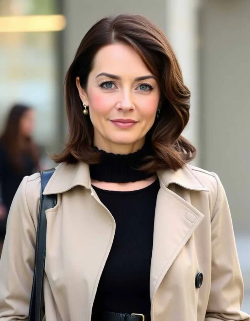 Mocha Curtain Bangs with Layers