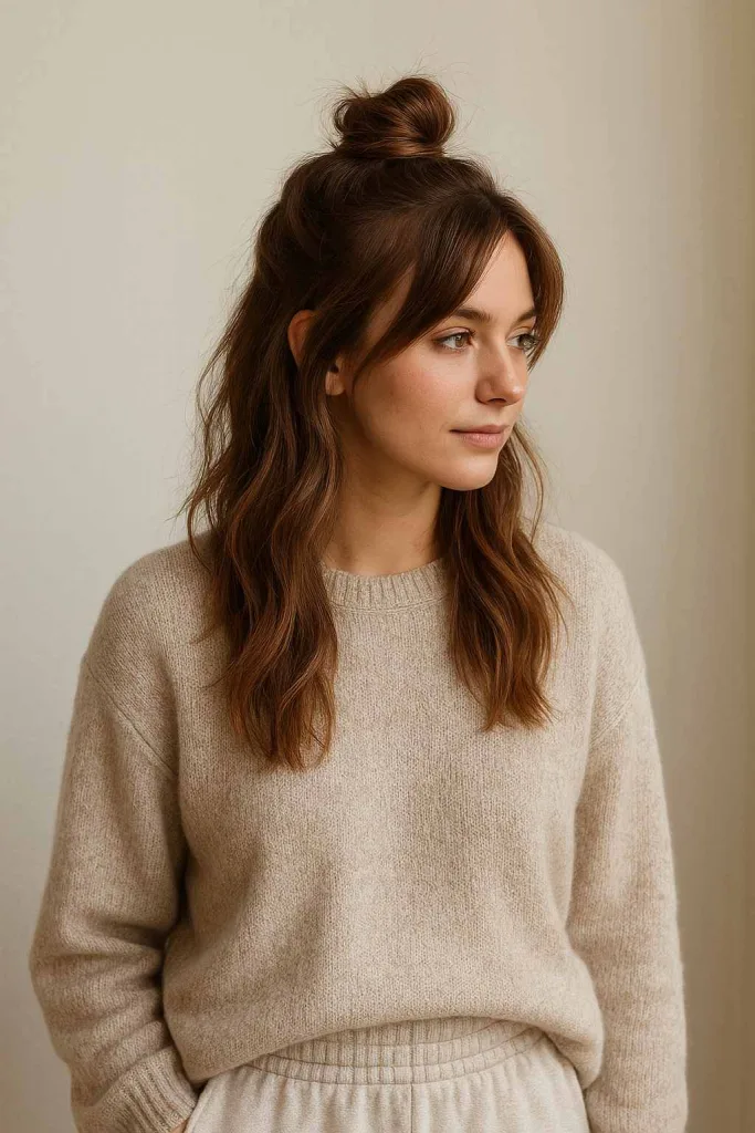 Spiced Hazelnut Half-Up Top Knot