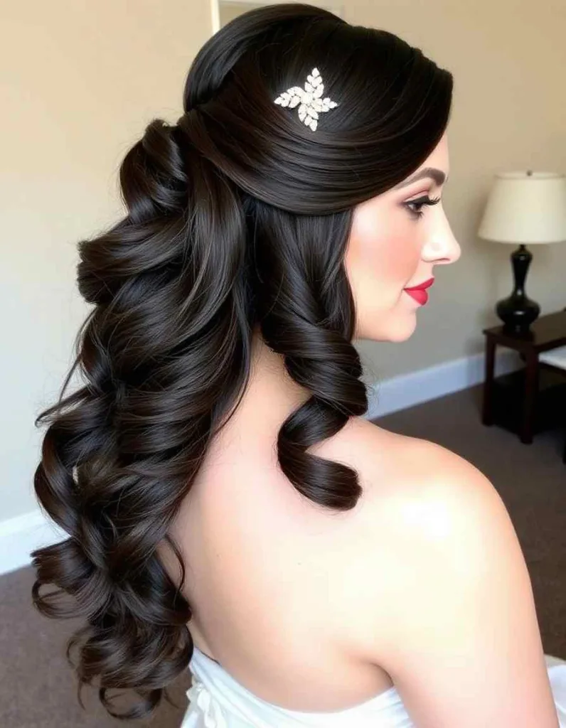 Glamorous Side-Swept Curls