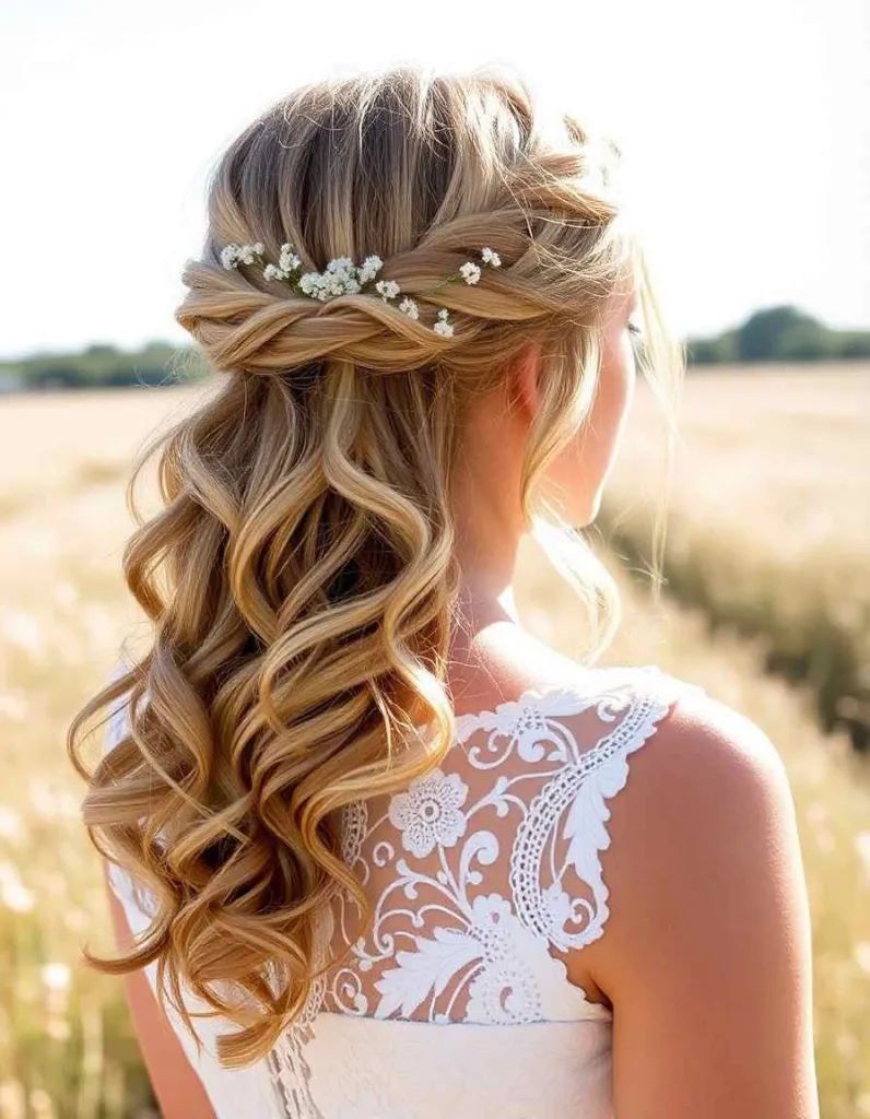 Half-Up Fishtail with Textured Curls