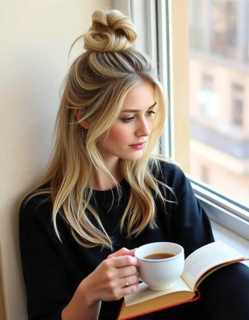 Messy Top Knot with Wisps