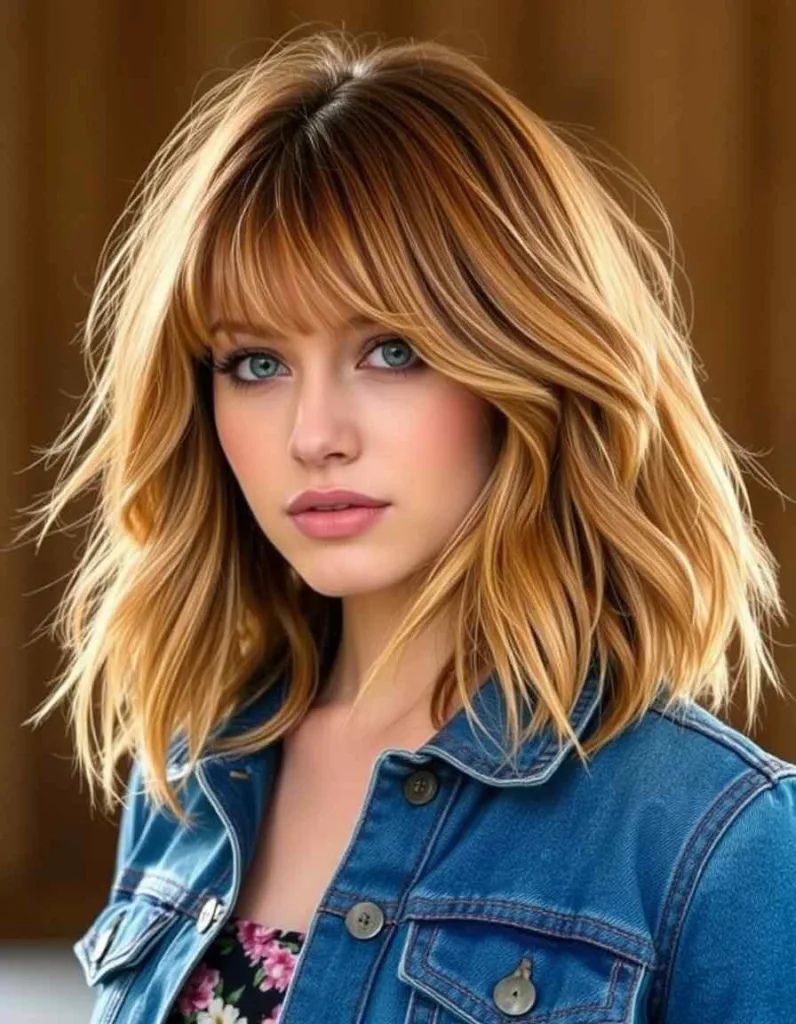 Modern Shag Bob with Curtain Bangs