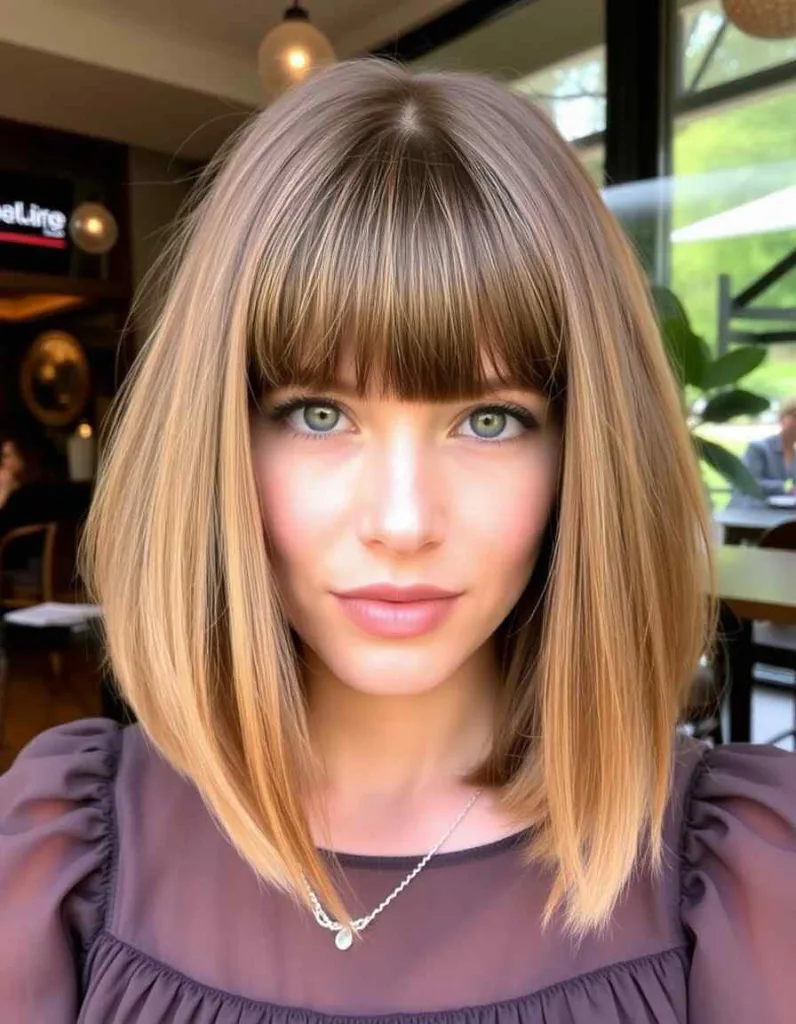 Textured Blunt Bob with Curtain Bangs